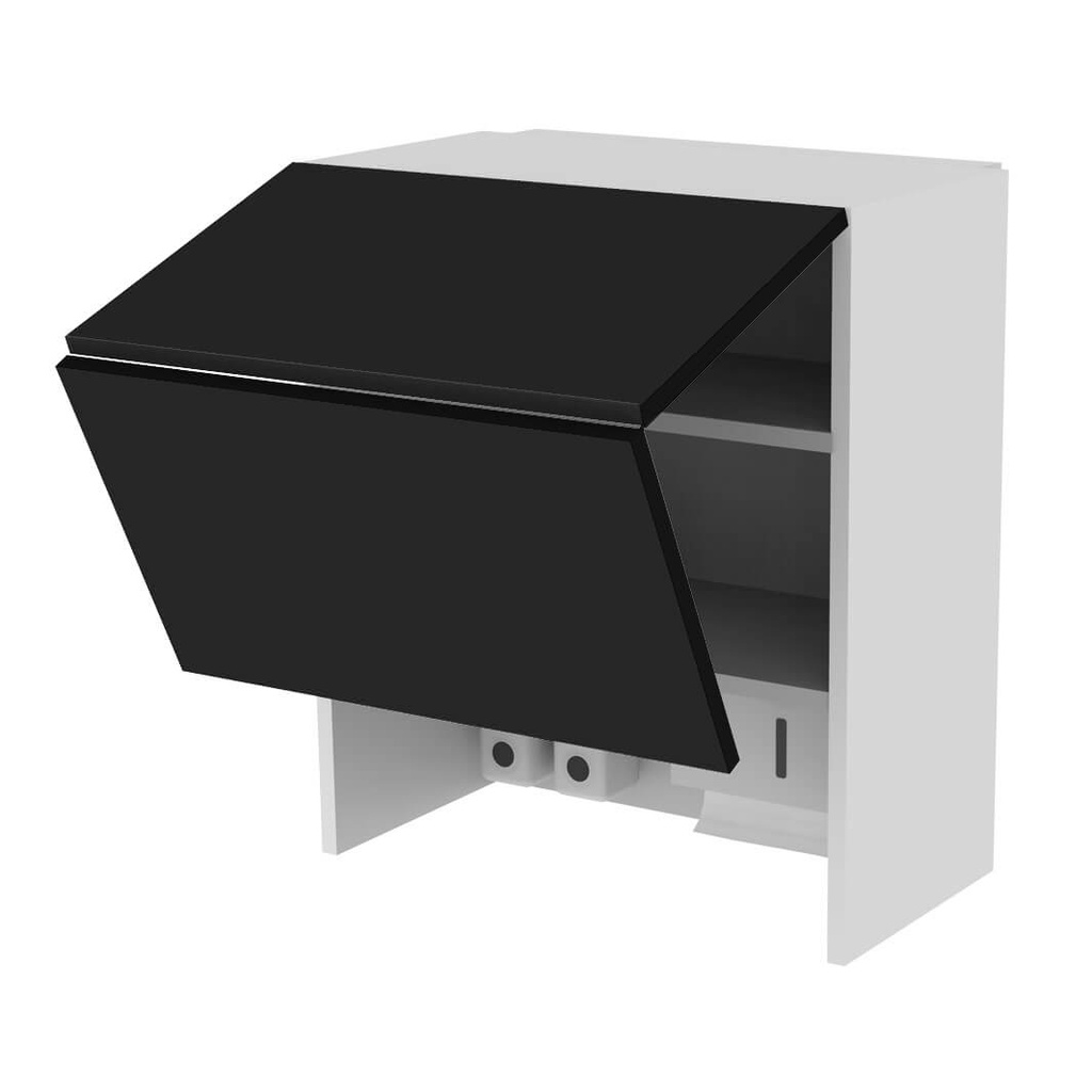 [E.HC.F / EX.HC1.D white corpus / black front] Armario mural EX, puertas abatibles dobles, 1 estante, dispositivo higiénico, 600x690x320 mm (MDF negro)