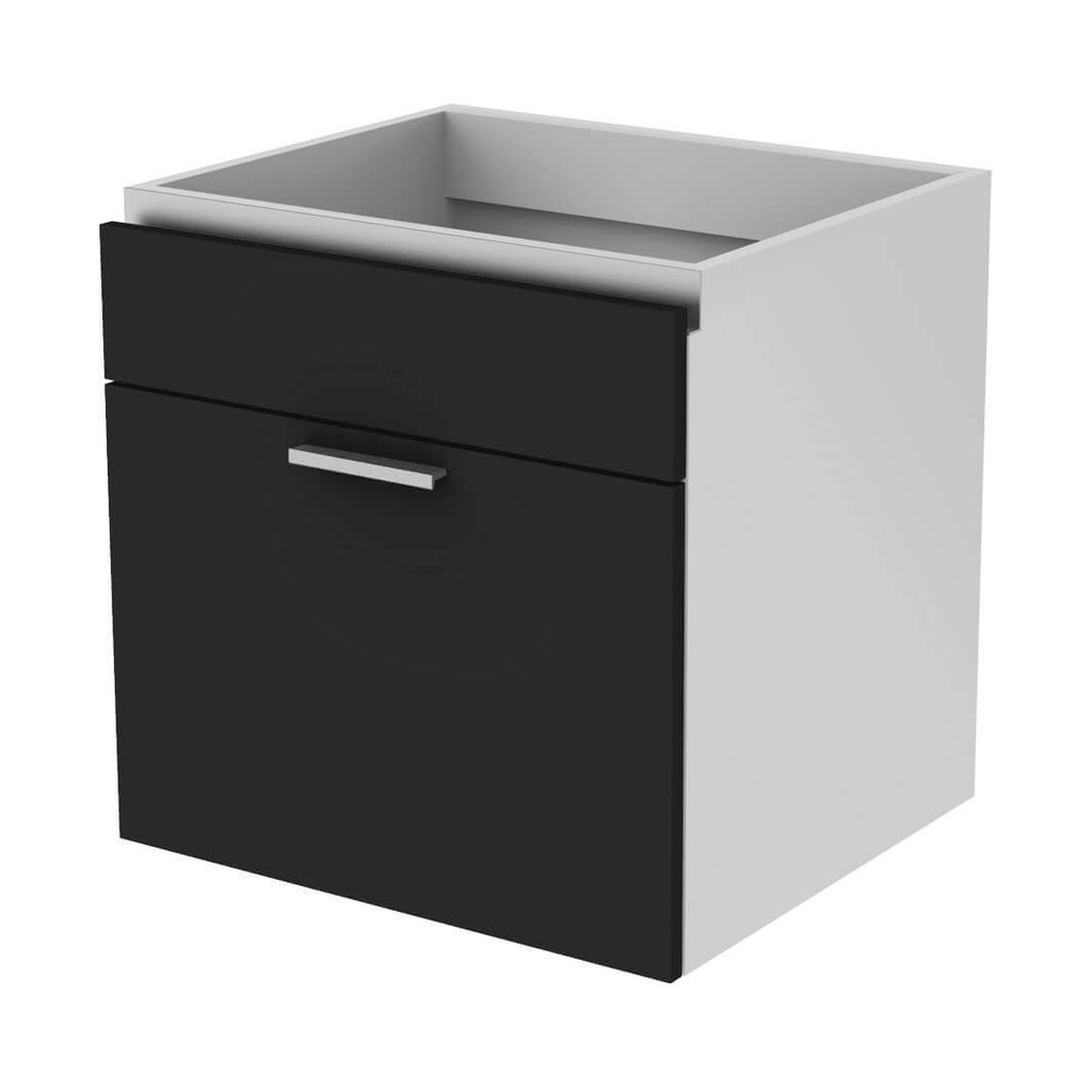 [EX.UC.D / E.C.S white corpus / black front] EX Unterschrank mit Aussparung für Waschbecken, 600x600x580 mm (schwarzes MDF)