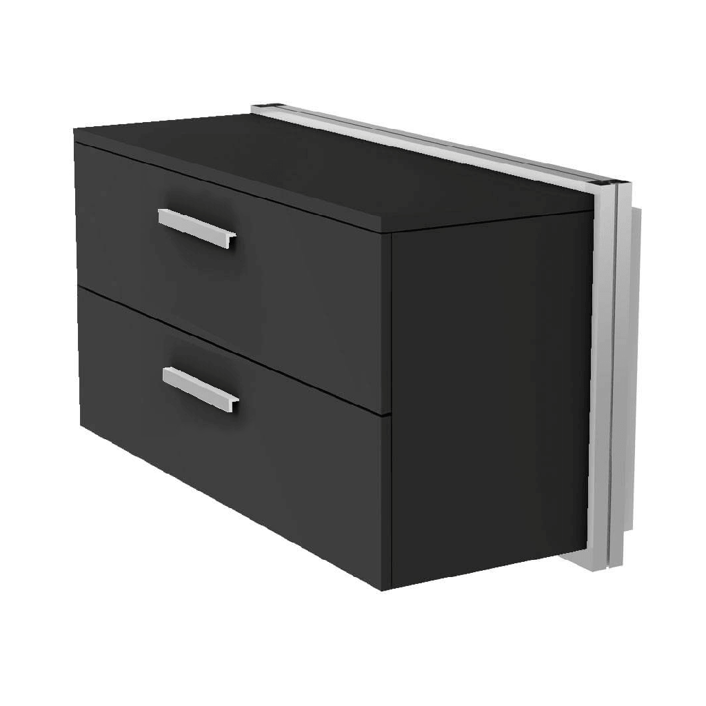 [WU.D.PL.2H.90 / B2.PL.H.90 black] Wall cabinet, 2 deep drawers with handles, soft-close (900x500x400 mm, 100 cases, MDF black)