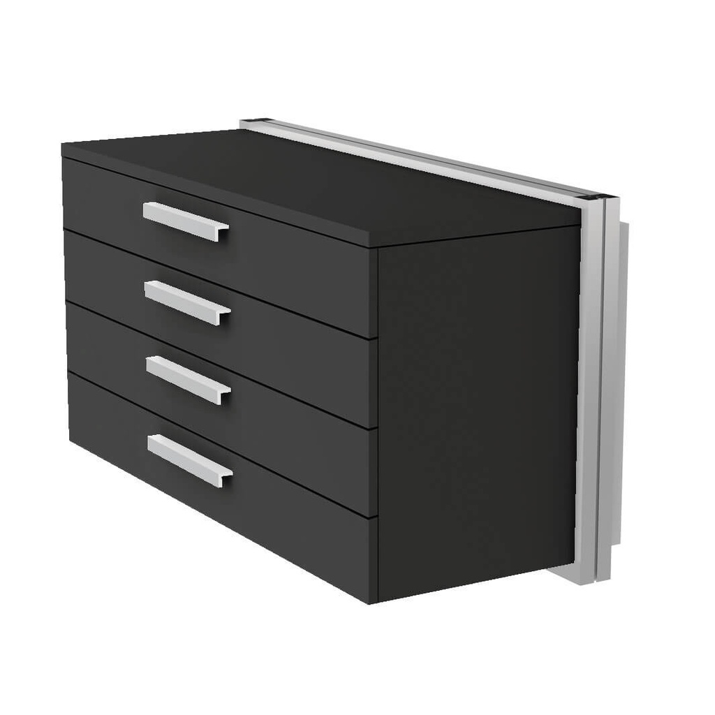 [WU.D.PL.4.90 / B4.PL.90 black] Pensile, 4 cassetti con maniglie, chiusura ammortizzata (900x500x400 mm, 100 montature, MDF nero)