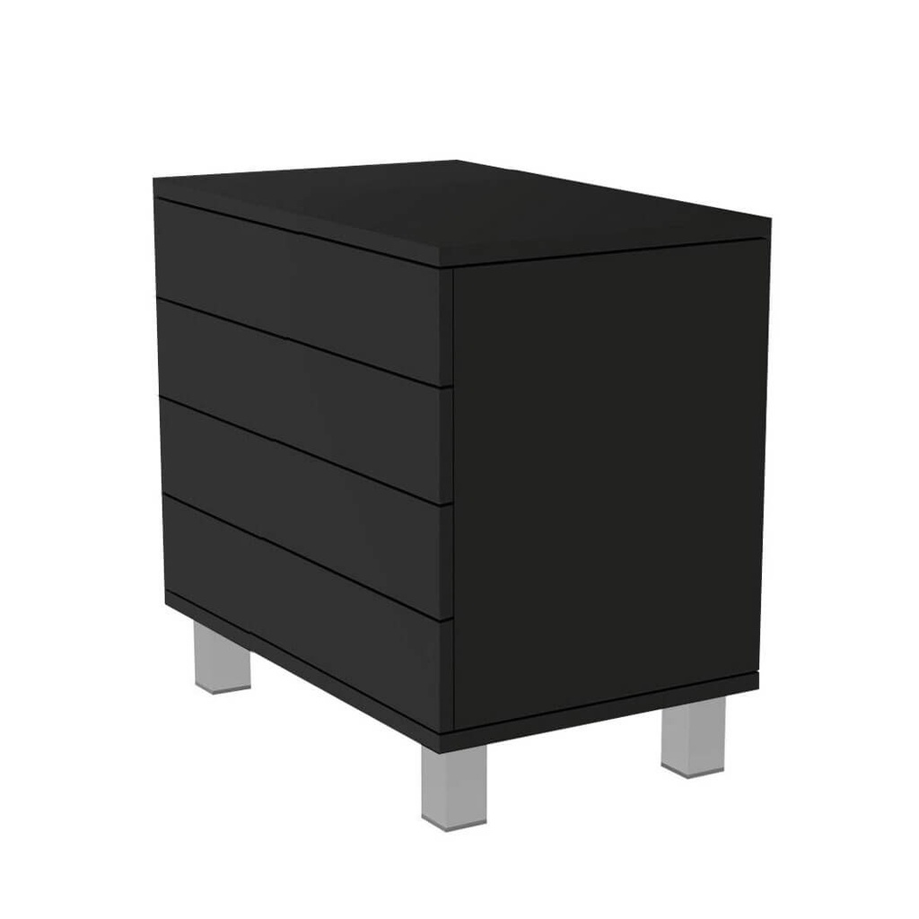[FU.D.P.4.70 / B4.P.S.70 black] FS ormarić, 4 ladice, tip-on otvaranje, soft-close (700x580x400 mm, 80 pari naočala, crni MDF)
