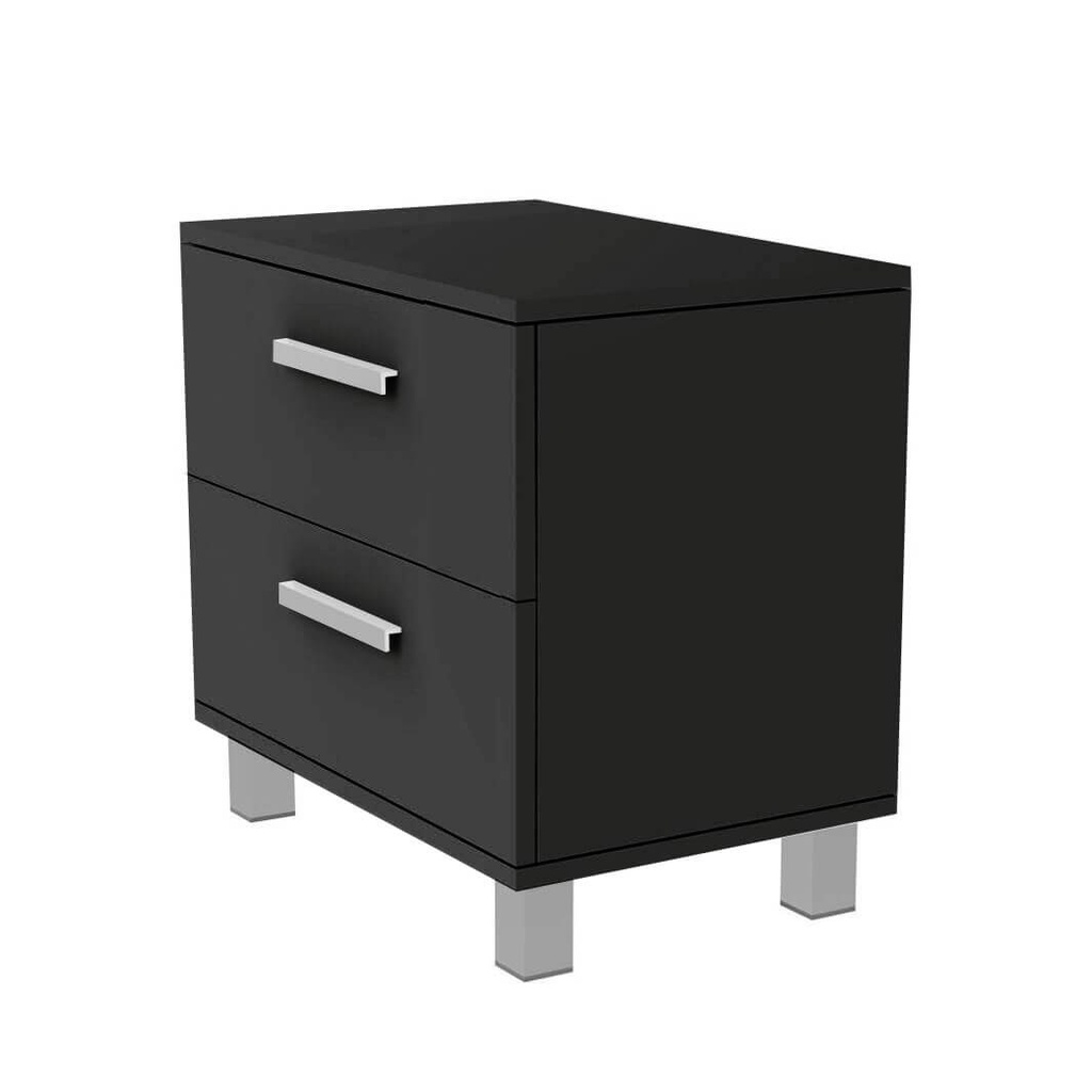 [FU.D.PL.2H.70 / B2.PL.HS.70 black] Armoire FS, 2 tiroirs profonds avec poignées, fermeture douce (700x580x400 mm, 80 étuis, MDF noir)
