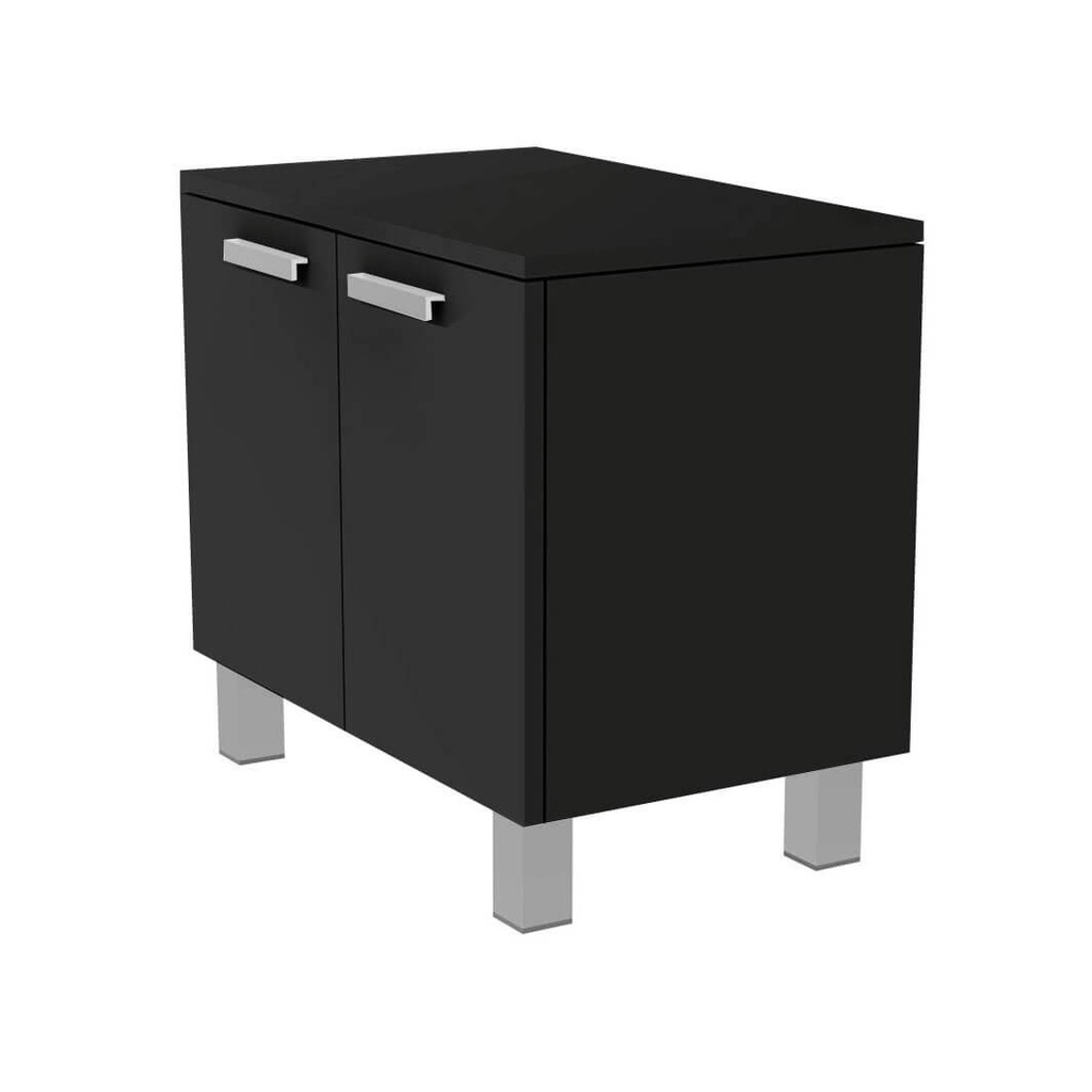 [FU.C.PL.70 / BD.P.LS.70 black] FC Schrank mit Türen und Griffen,  Soft-Close (700x580x400 mm, schwarzes MDF)