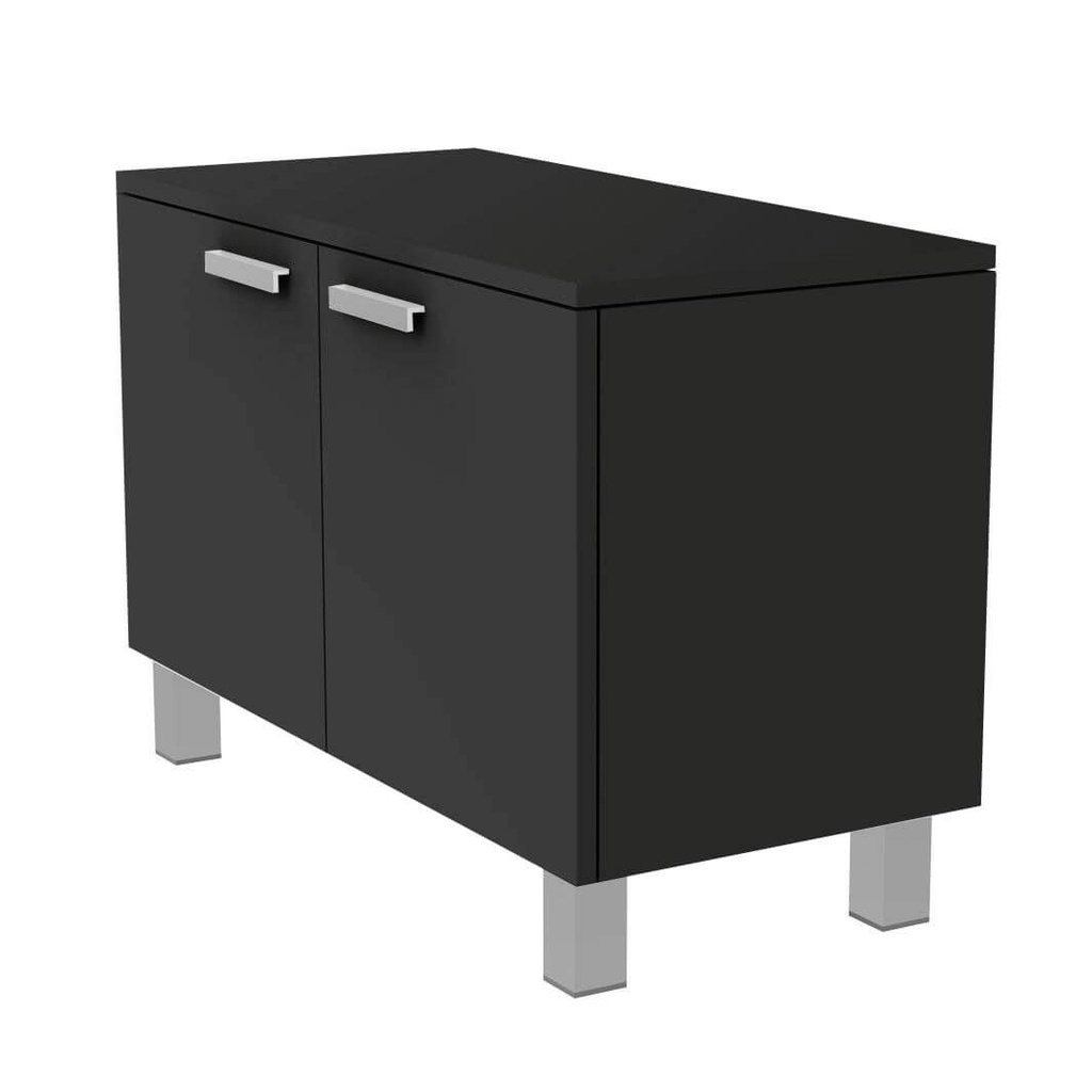 [FU.C.PL.90 / BD.P.LS.90 black] Armoire FC avec portes et poignées, fermeture douce (900x580x400 mm, MDF noir)