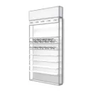 STK expositor, estantes LED, parte superior, incluye 5 porta logotipos, 930x1765x320 mm