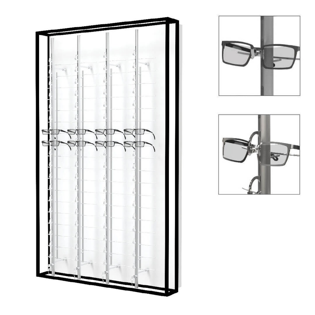 STK wall display with 4 rods (72 frames), 930x1530x230 mm