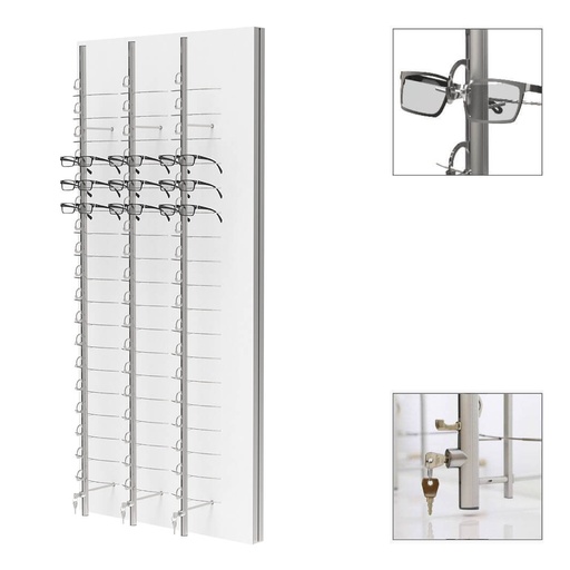 Expositor de pared RR, 3 barras con cerradura de llave (54), 700x1500x280 mm