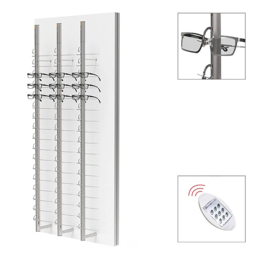 SRC wall display, 3 remote lockable rods (54 frames), 700x1500x280 mm