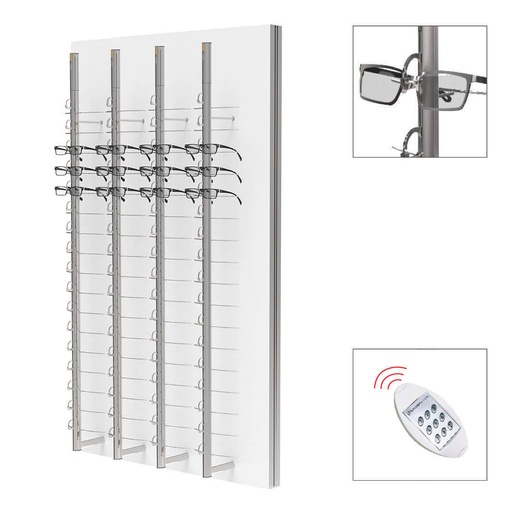 Espositore a parete SRC, 4 aste bloccabili a distanza (72), 900x1500x280 mm