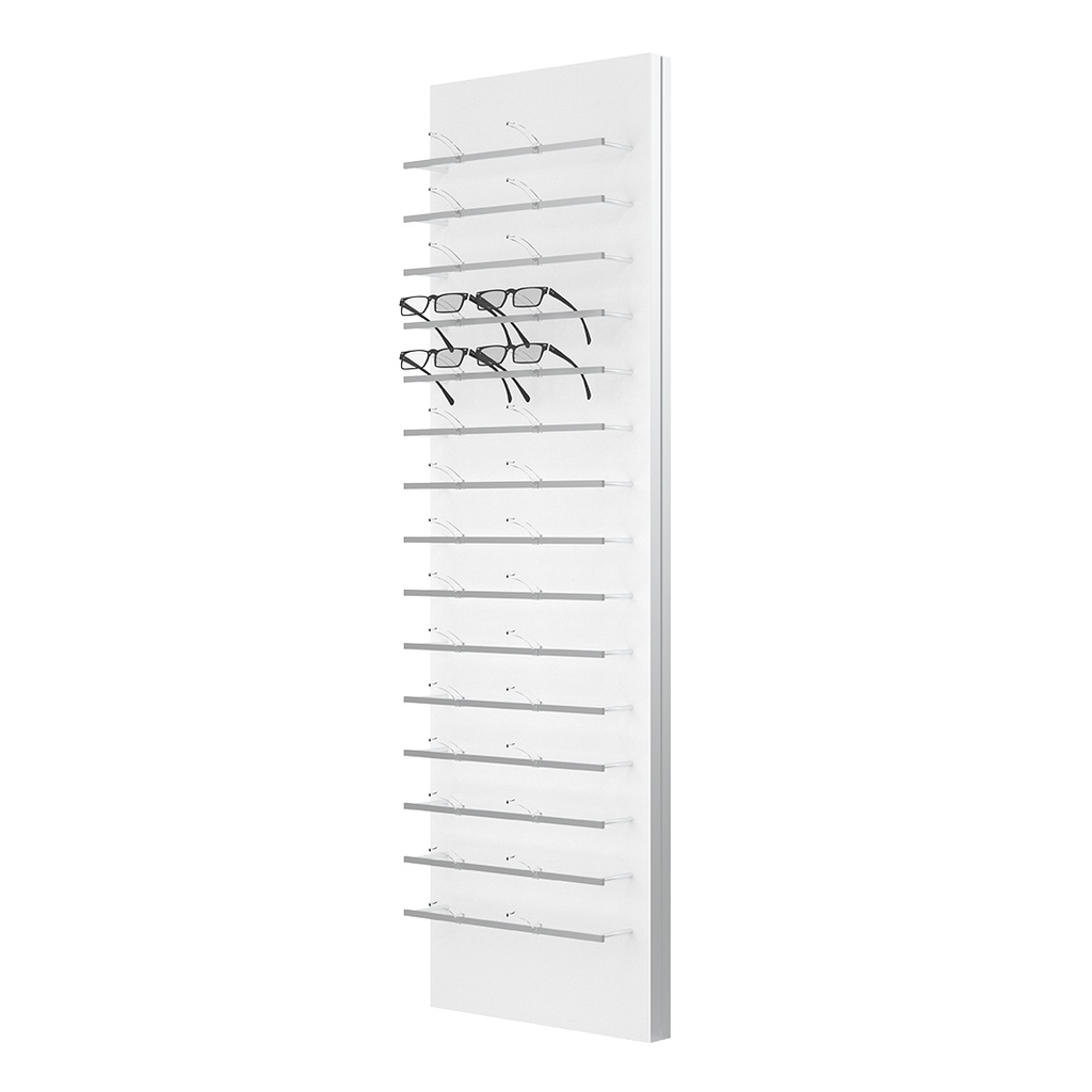 Expositor de pared Clear Look, 15 barras (30 monturas), 450x1500x280 mm