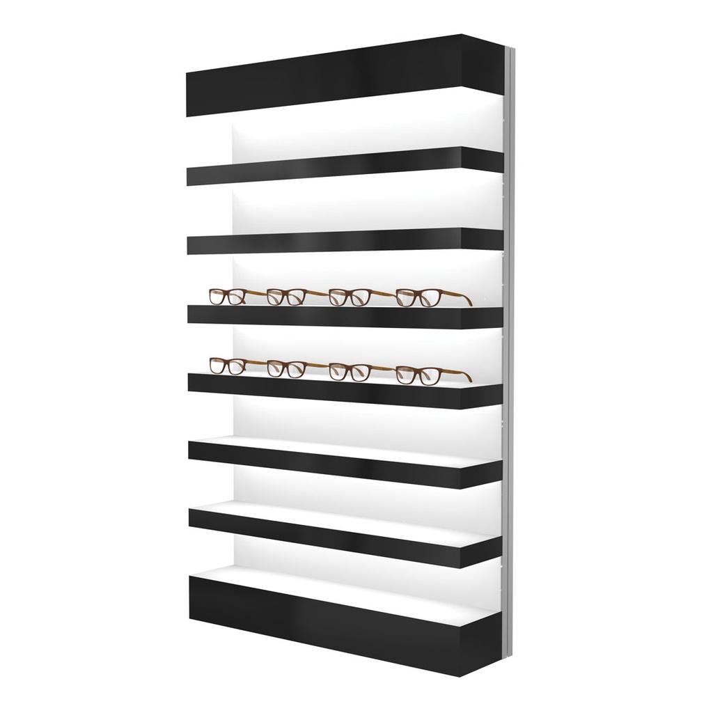 Expositor mural Quadro, 7 repisas LED