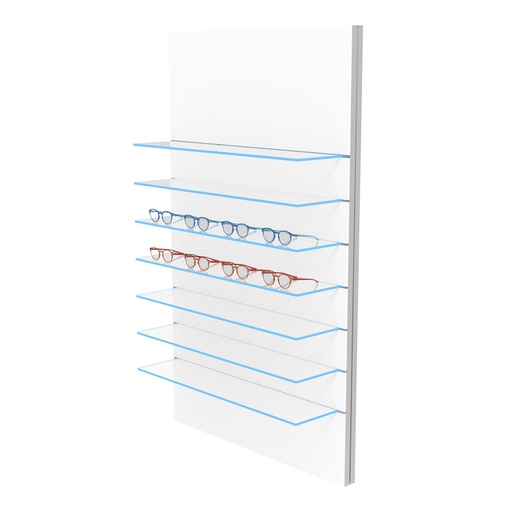 Vera wall display, 7 glass LED shelves