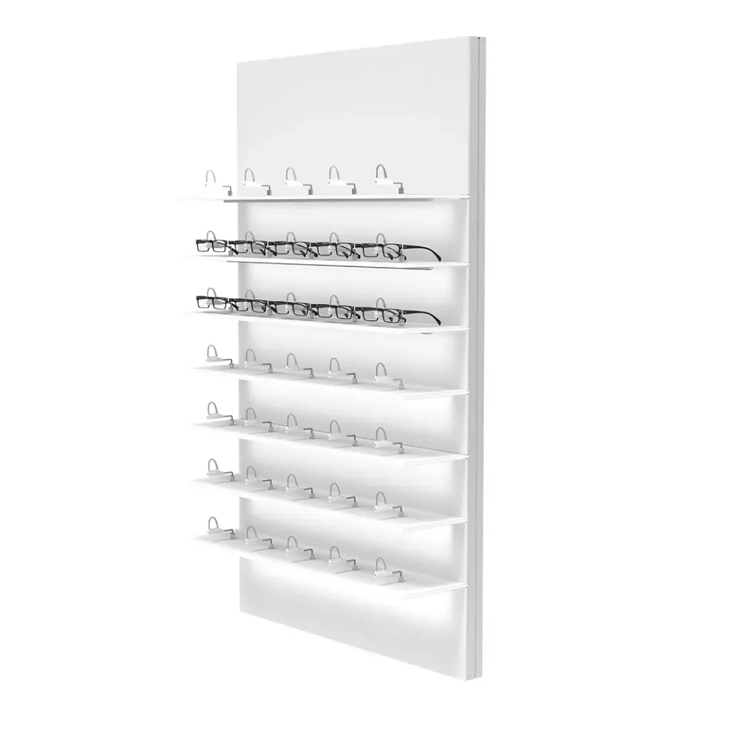 Présentoir mural Vivida Single Lock, 7 étagères LED, éclairage par les bords