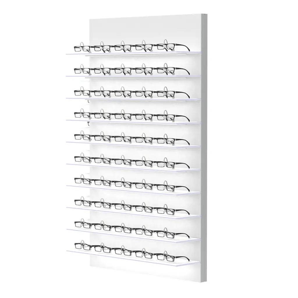 Vivida Single Lock wall display, 10 LED shelves, edge lighting