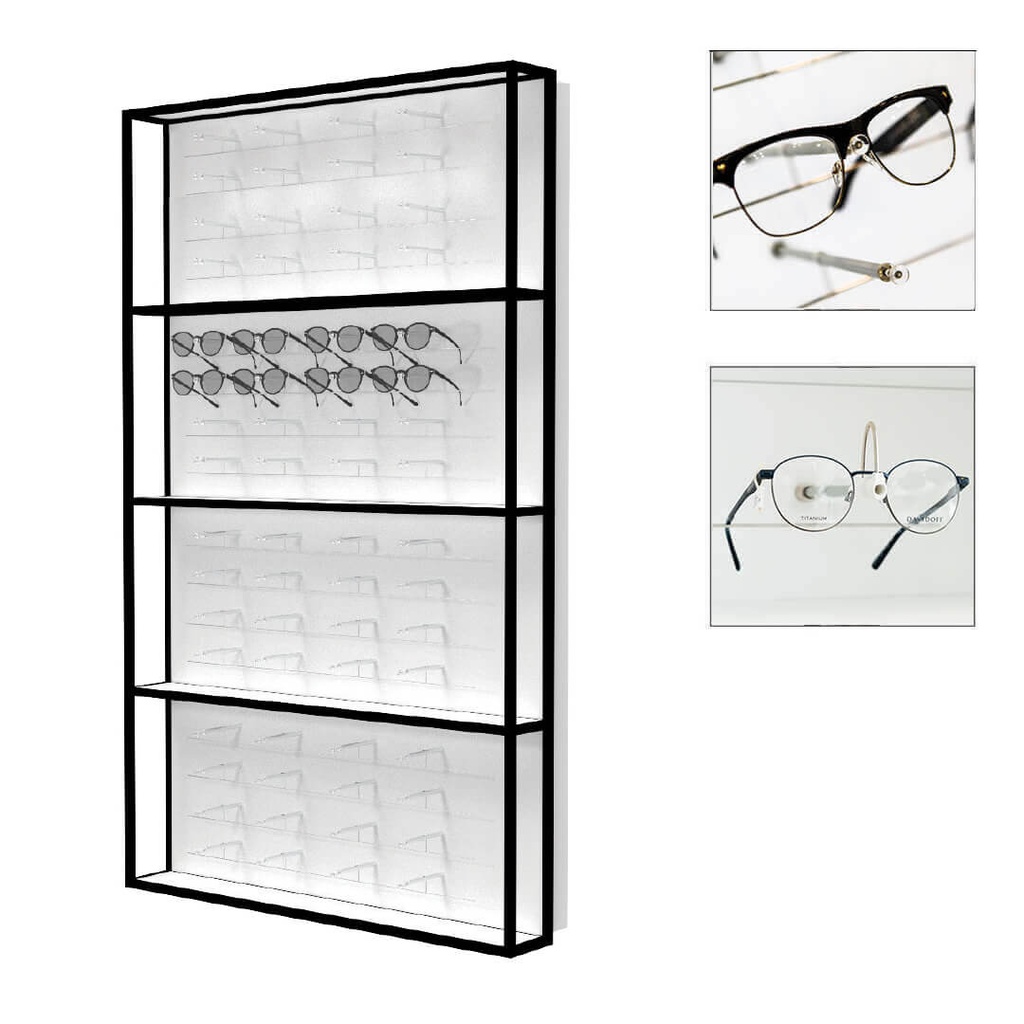 STK wall display with 16 Multi Pin wires (64 frames), 930x1530x230 mm, LED