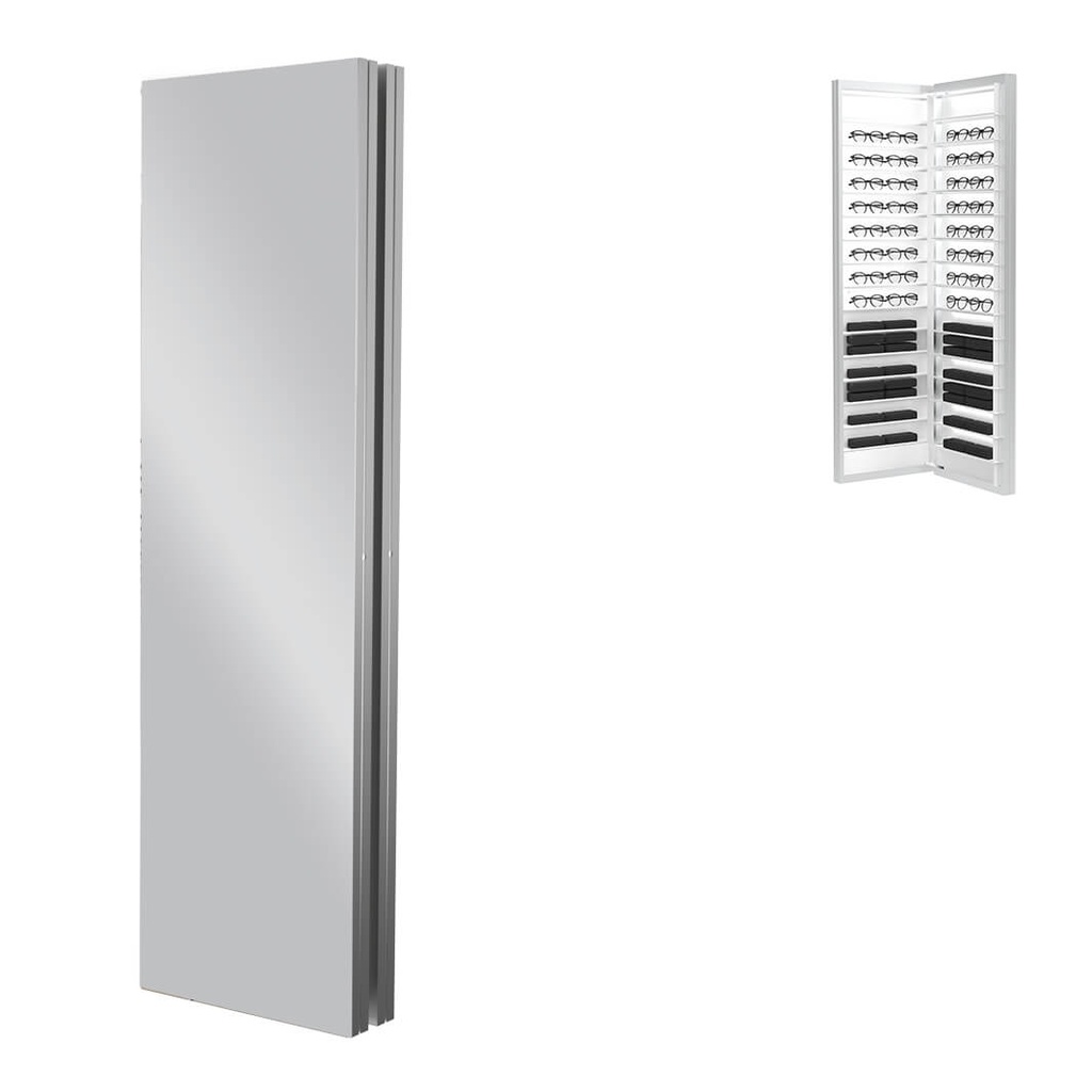 Miroir Dual, 30 étagères, 450x1050x180 mm, 60 montures/étuis