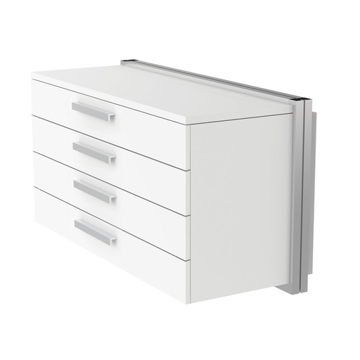 Wall cabinet, 4 drawers with handles, soft-close