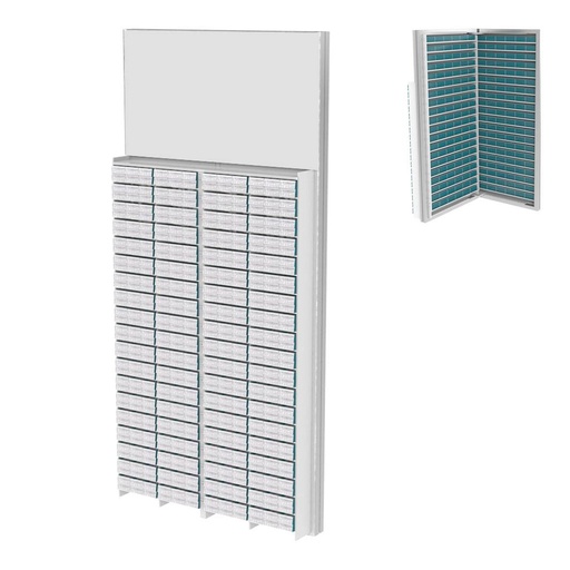 Wall display for contact lenses with back storage, 700x1500x280 mm