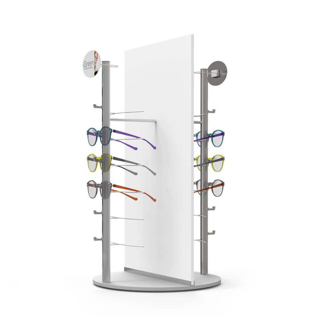 Table display with 2 RR6 rods (12), rotating plate, 330x620 mm