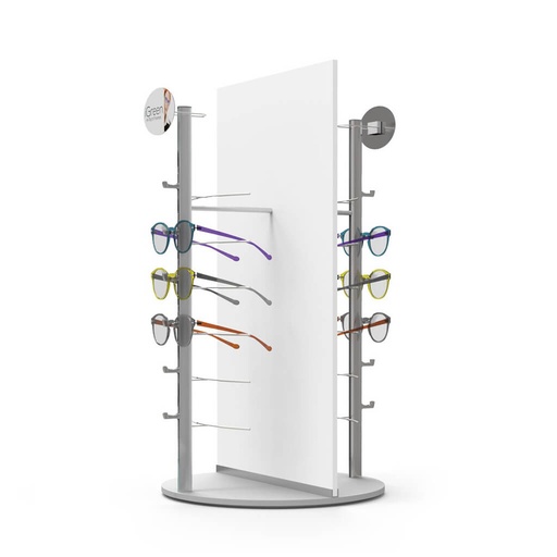 Espositore da tavolo con 2 aste RR6 (12), piastra rotante, 330x620 mm