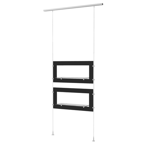 Espositore Sky Line, 2 pannelli con ripiani trasparenti in acrilico, 900x1600-4500 mm