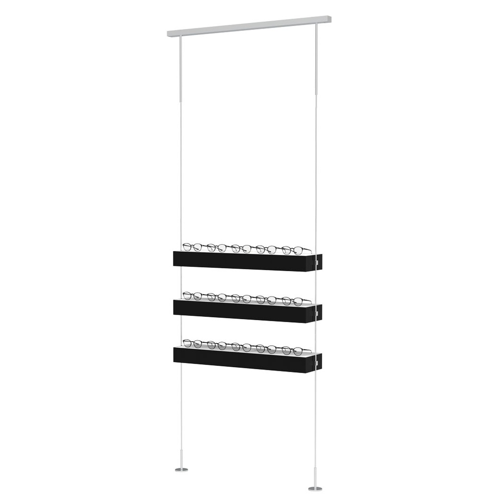 Espositore Sky Line Quadro, 3 ripiani LED, 900x1600-4500 mm