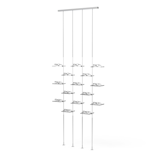 Expositor Sky Line Solo, 4 barras con 15 estantes laterales, 1000x1600-4000 mm