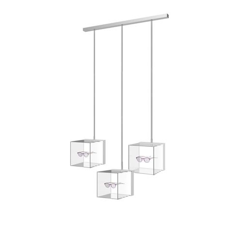 Sky Line Solo Präsenter, 3 LED-Stangen mit 3 LED-Acrylboxen, 1000x1600-4500 mm