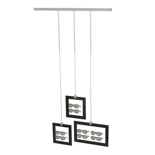 Présentoir Sky Line Solo, 3 cadres déco avec 8 supports pour montures, 1000x1600-4500 mm