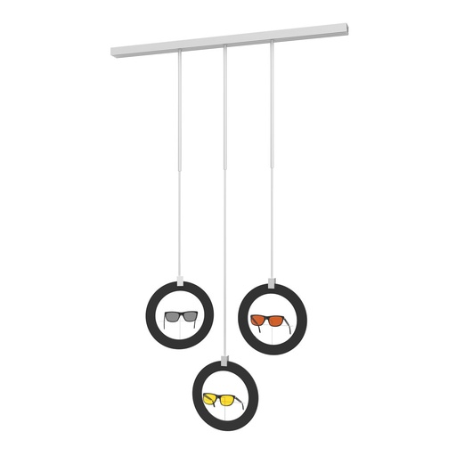 Espositore Sky Line Solo, 3 cornici decorative rotonde, 1000x1600-4500 mm