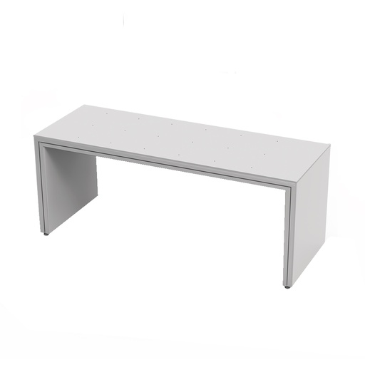Table de vitrine, structure en aluminium, plateau supérieur en acrylique avec trous