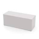 Mesa para escaparate, estructura de aluminio cubierta con 4 placas acrílicas, placa superior acrílica con agujeros