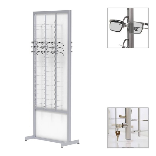 Espositore FS, lastra fissa doppio lato con aste bloccabili