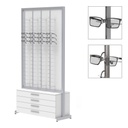 FS display, fixed plate, 8 rods (144), 4 drawers (80), 1032x1980x400 mm