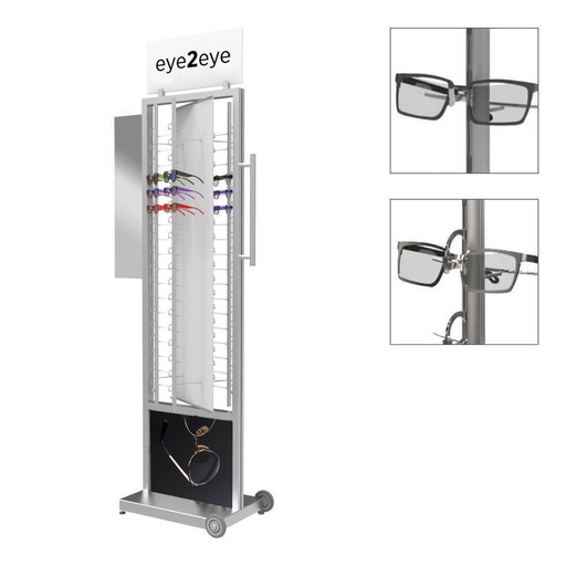 Espositore FS, base FW2, lastra rotante con 4 aste (72), 560x2000x470 mm