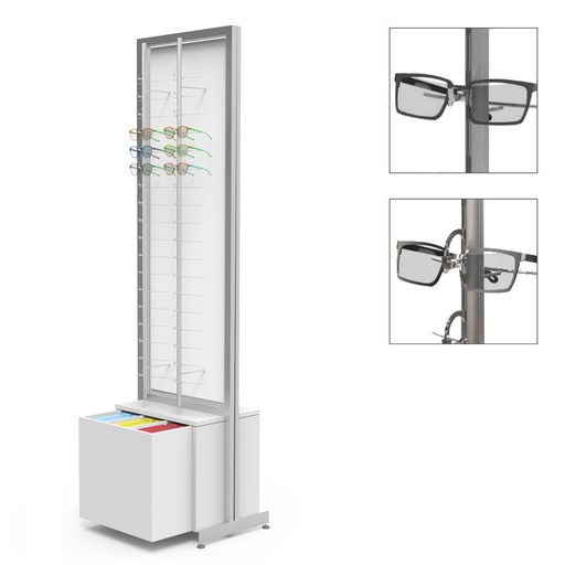 FS display, rotating plate, 4 rods (72 frames), 1 drawer, handles (120 cases), 552x1980x400 mm