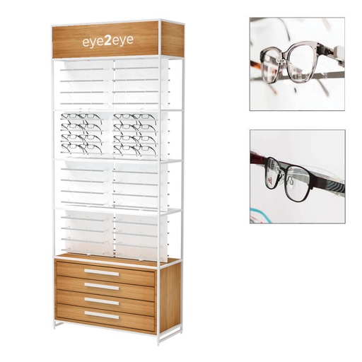 Expositor STK FS con parte superior, 64 barras CL (128), armario en roble, 930x2270x400 mm