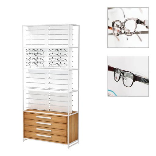 Expositor STK FS con parte superior, 64 barras CL (128), armario en roble, 930x2035x400 mm