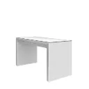Table with drawer(s), acrylic side plates, satin. glass worktop, 1250x740x550 mm