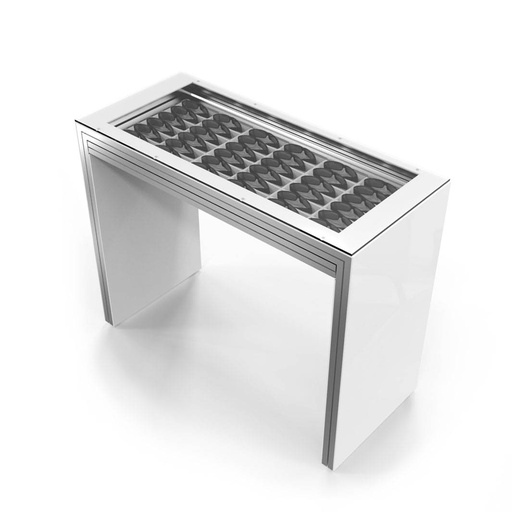 Mesa expositora con cajón(es), acrílico blanco