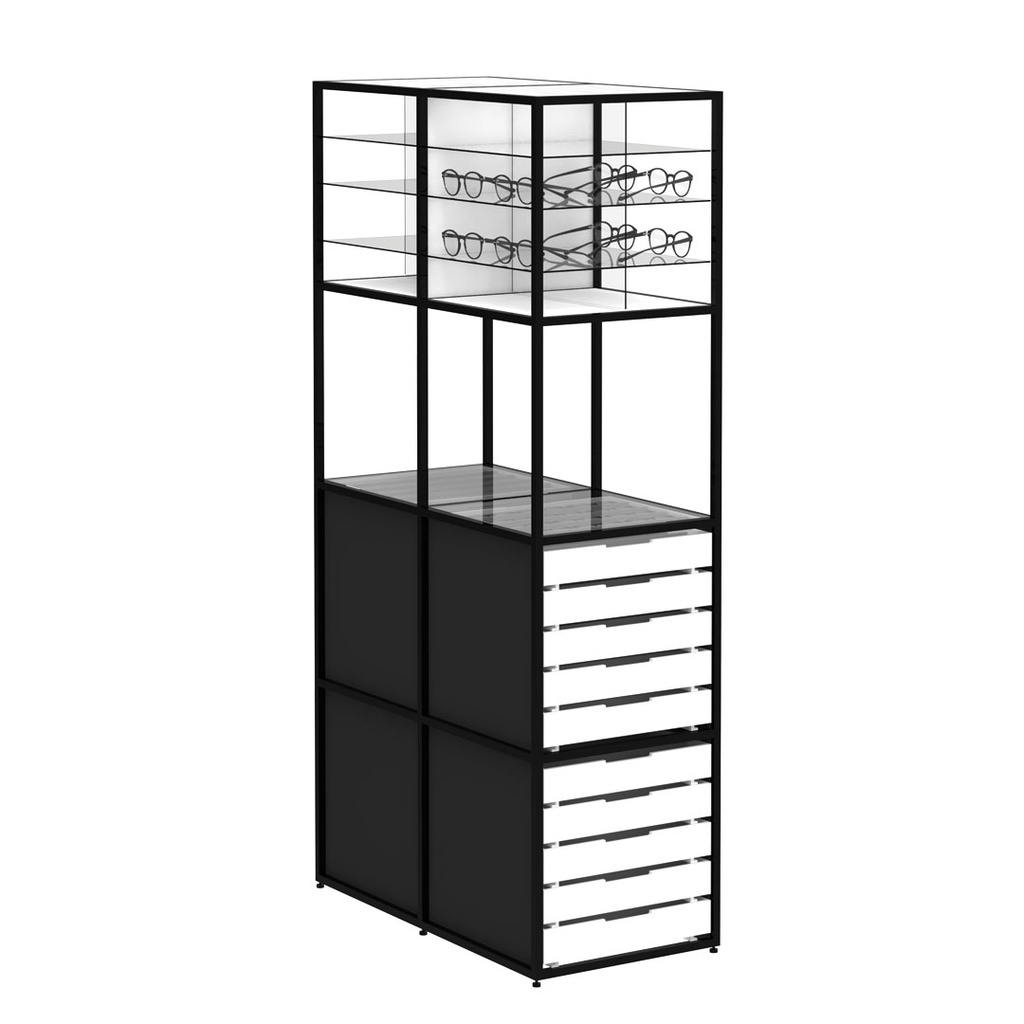 STK display, 2 Criss-Cross shelves (32), 20 trays (200), 400x1555x785 mm