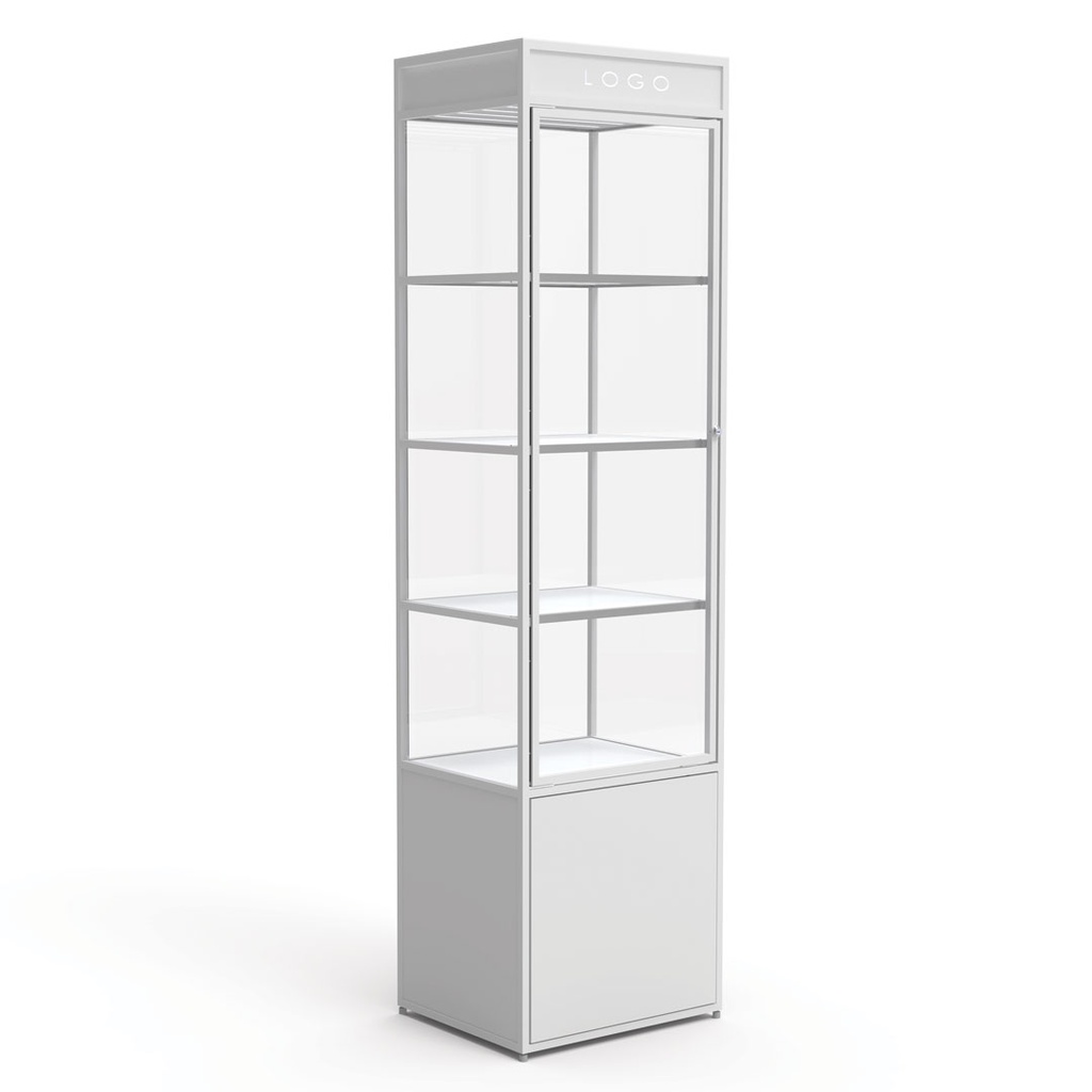 Vitrine d’exposition STK avec portes, 4 étagères et meuble inférieur, 480x1820x400 mm