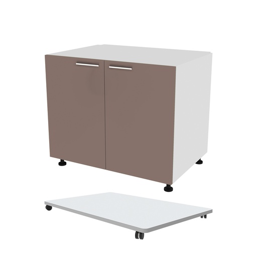Meuble LAB sans fond, planche sur roulettes, 2 portes, 1000x850x680 mm