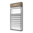 Wandpräsenter STK Unilock mit LED-Ablagen, Oberkappe, inkl. 5 Logohalter, 930x1780x320 mm